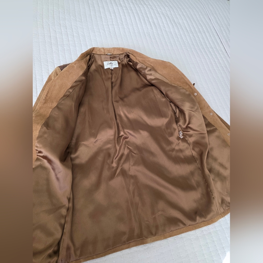 Womans Scully Leather Western Jack Two-Tone Brown Suede Fringe Stud Jacket - Picture 6 of 9